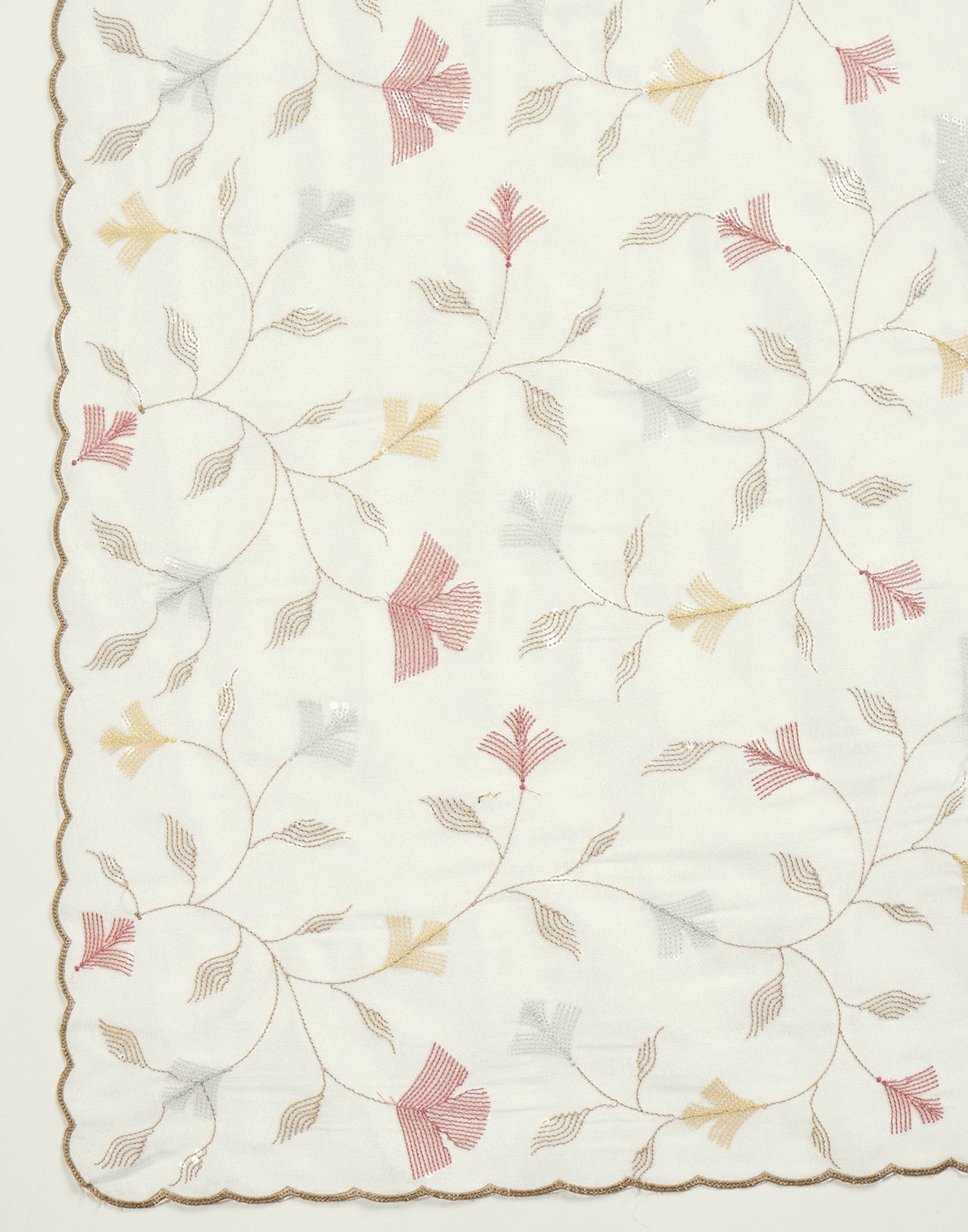 Off White Silk Sequence Embroidery Saree