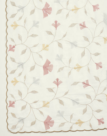 Off White Silk Sequence Embroidery Saree