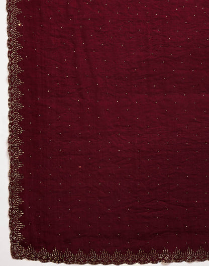 Maroon Shimmer Tissue Stone Work Swarovski saree