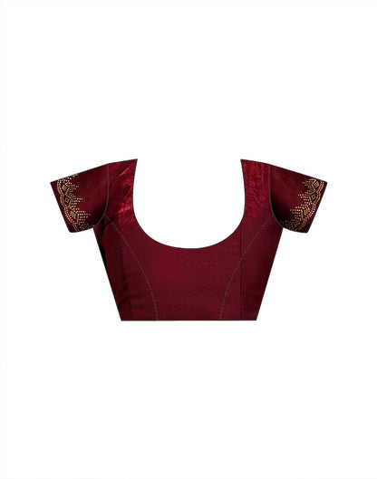 Maroon Shimmer Tissue Stone Work Swarovski saree
