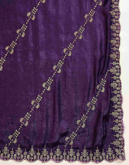 Dark Purple Georgette Embroidery Saree