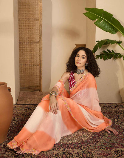 Light Peach Shimmer Georgette Sequence Lace saree