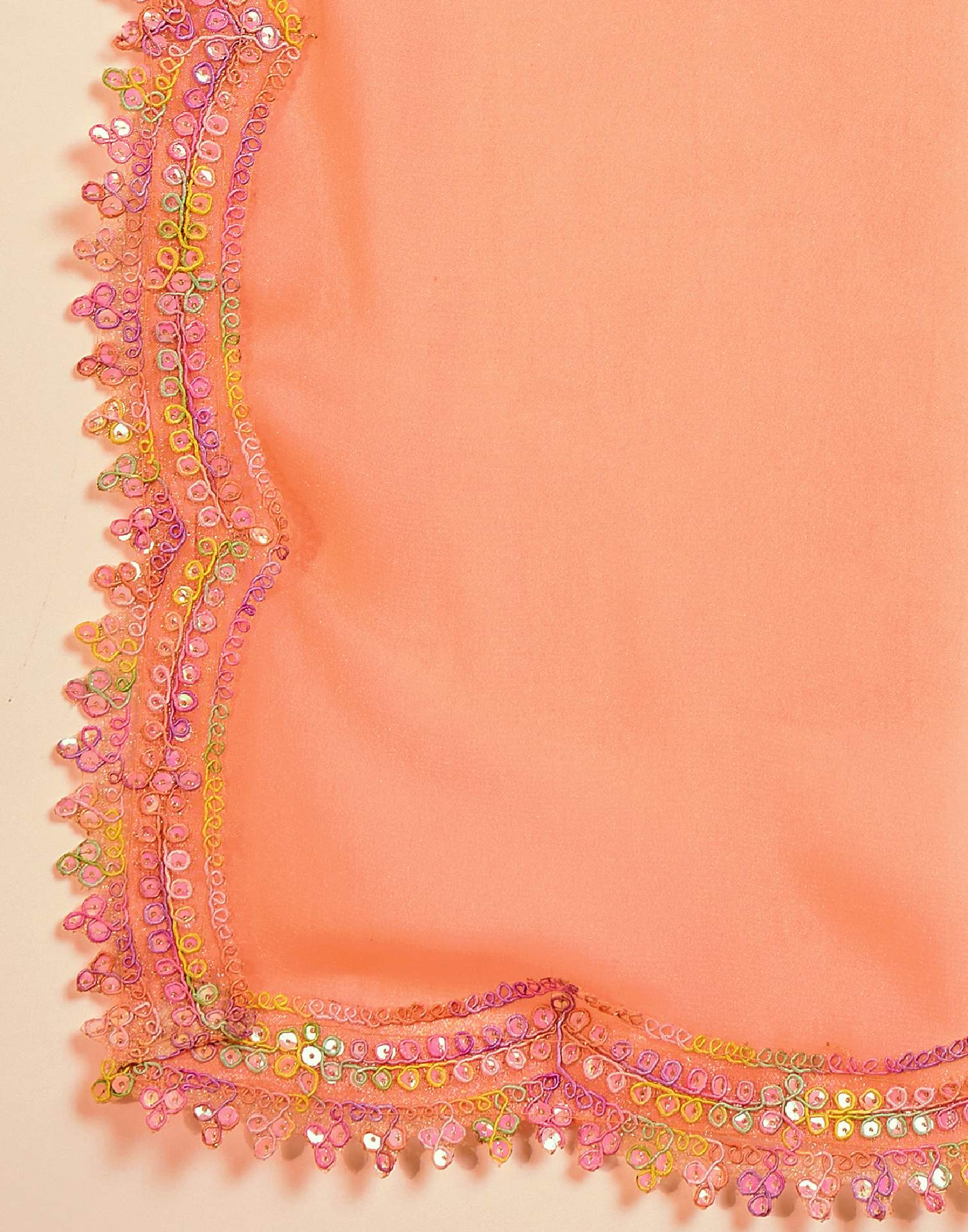 Light Peach Shimmer Georgette Sequence Lace saree