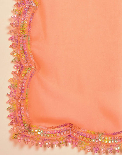 Light Peach Shimmer Georgette Sequence Lace saree