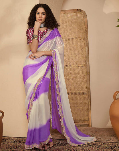 Violet Shimmer Georgette Sequence Lace saree