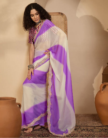 Violet Shimmer Georgette Sequence Lace saree
