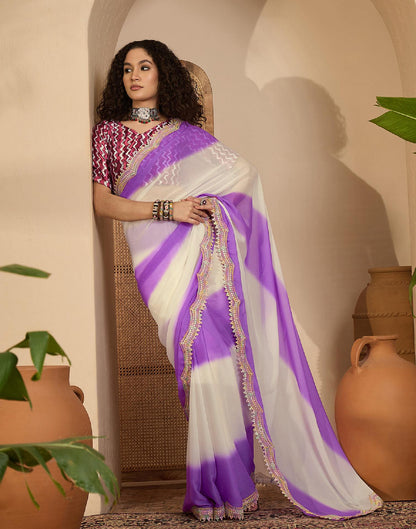 Violet Shimmer Georgette Sequence Lace saree