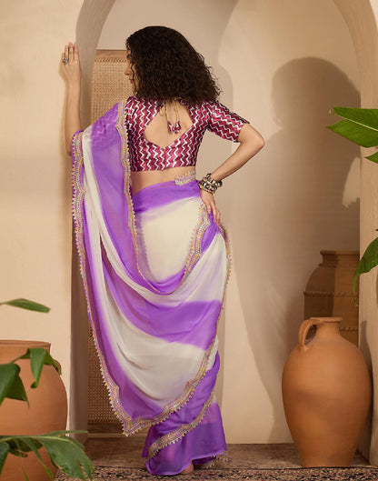 Violet Shimmer Georgette Sequence Lace saree