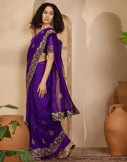 Purple Shimmer Sequence Embroidery Saree