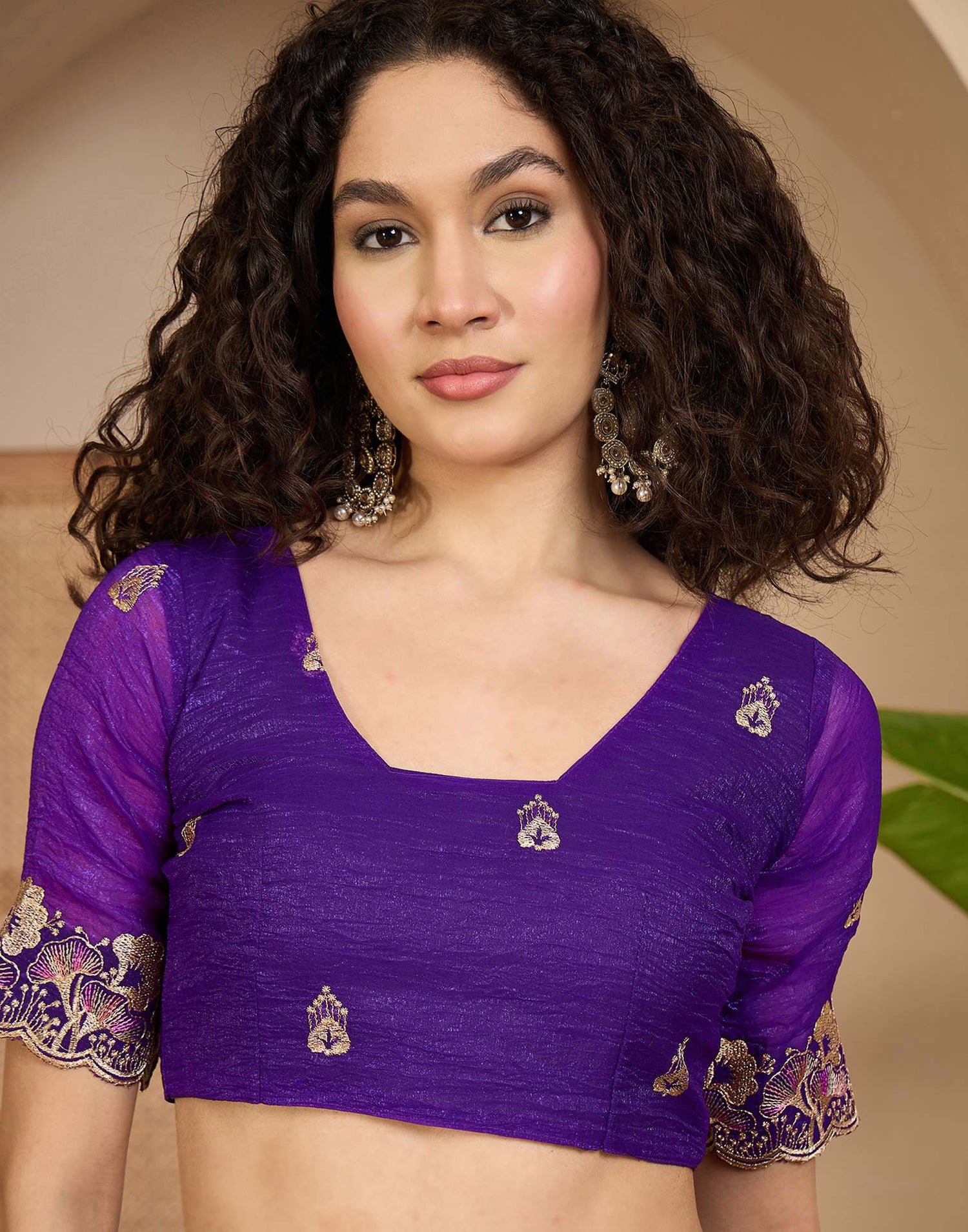 Purple Shimmer Sequence Embroidery Saree