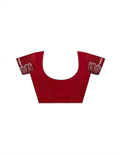 Red Georgette Stone Work Swarovski saree