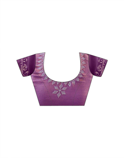 Purple Shimmer Chiffon Stone Work Swarovski saree