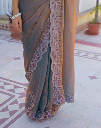 Lavender Shimmer Chiffon Stone Work Swarovski saree
