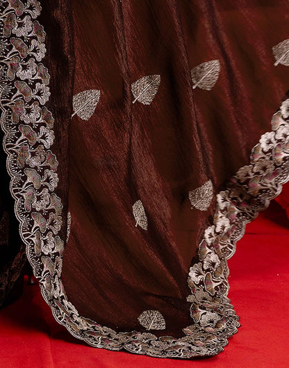Maroon Shimmer Chiffon Sequence Embroidery saree