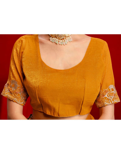 Orange Shimmer Chiffon Sequence Embroidery saree