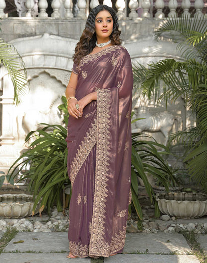 Dusty Mauve Shimmer Georgette Sequence Embroidery saree