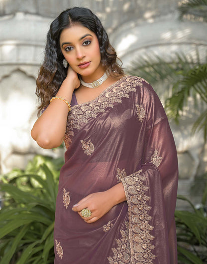 Dusty Mauve Shimmer Georgette Sequence Embroidery saree