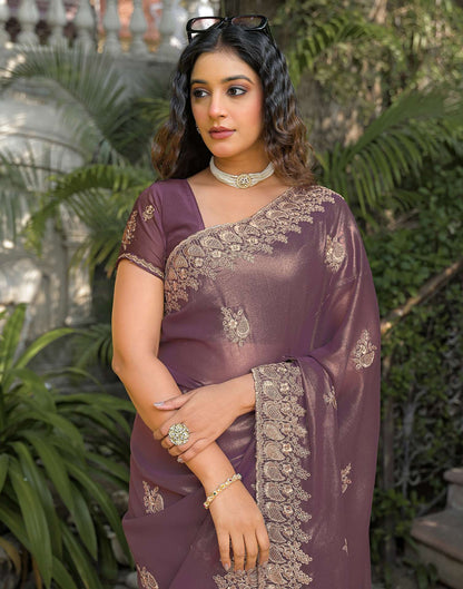 Dusty Mauve Shimmer Georgette Sequence Embroidery saree