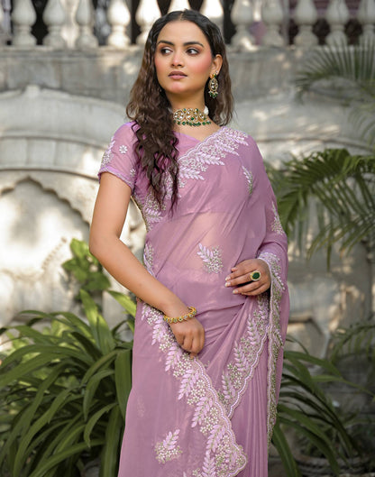 Light Purple Shimmer Georgette Sequence Embroidery saree