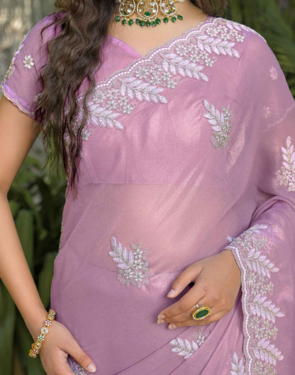 Light Purple Shimmer Georgette Sequence Embroidery saree