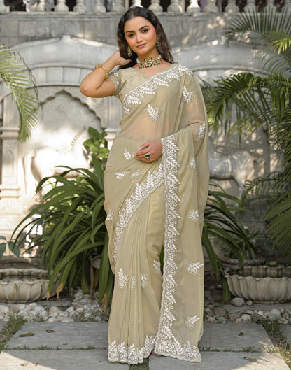 Light Pista Green Shimmer Georgette Sequence Embroidery saree