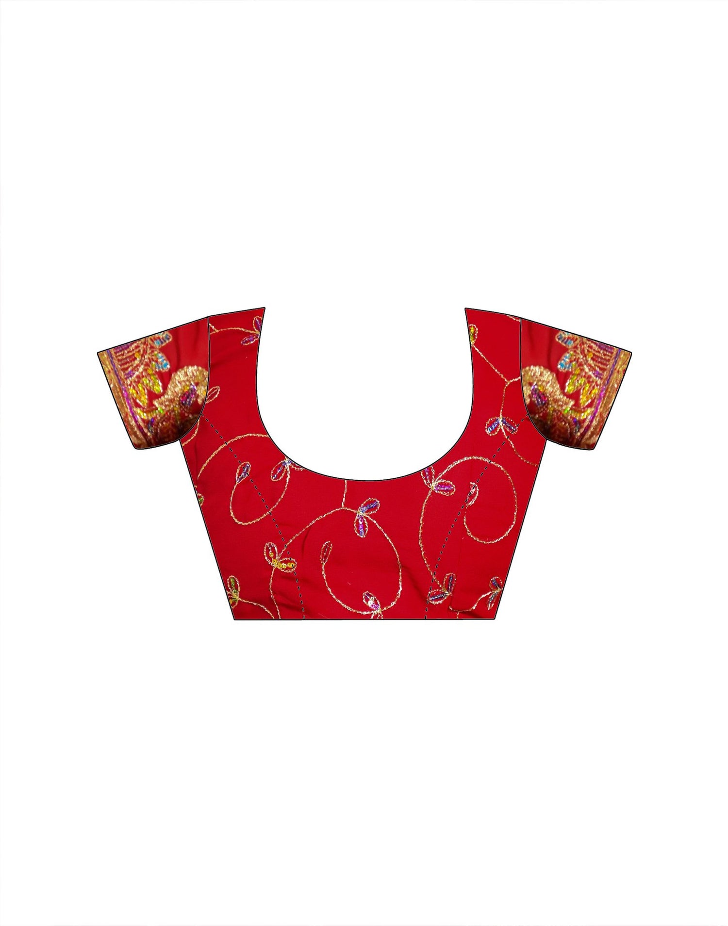 Red Georgette Sequence Embroidery saree