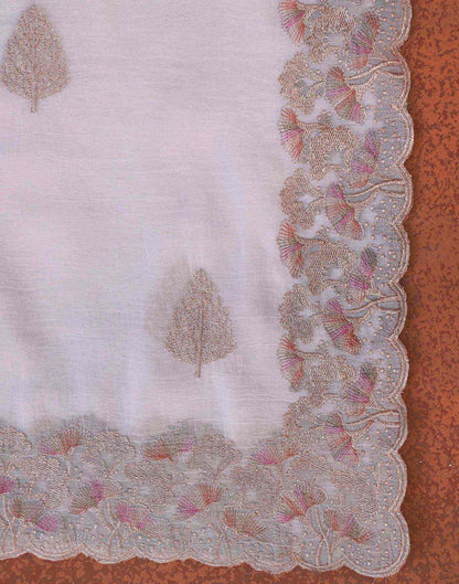 White Shimmer Chiffon Sequence Embroidery saree