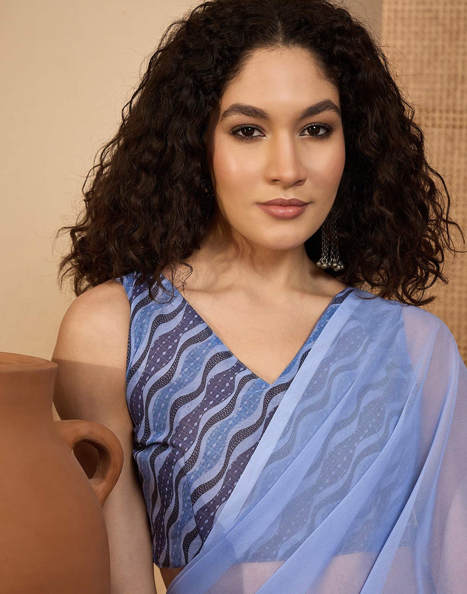 Light Blue Georgette Floral Printed Saree