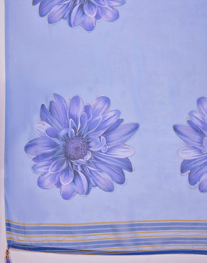 Light Blue Georgette Floral Printed Saree