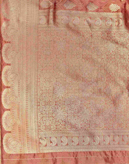 Peach Silk Woven Banarasi Saree