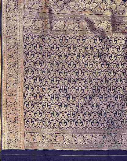 Navy Blue Silk Woven Banarasi Saree