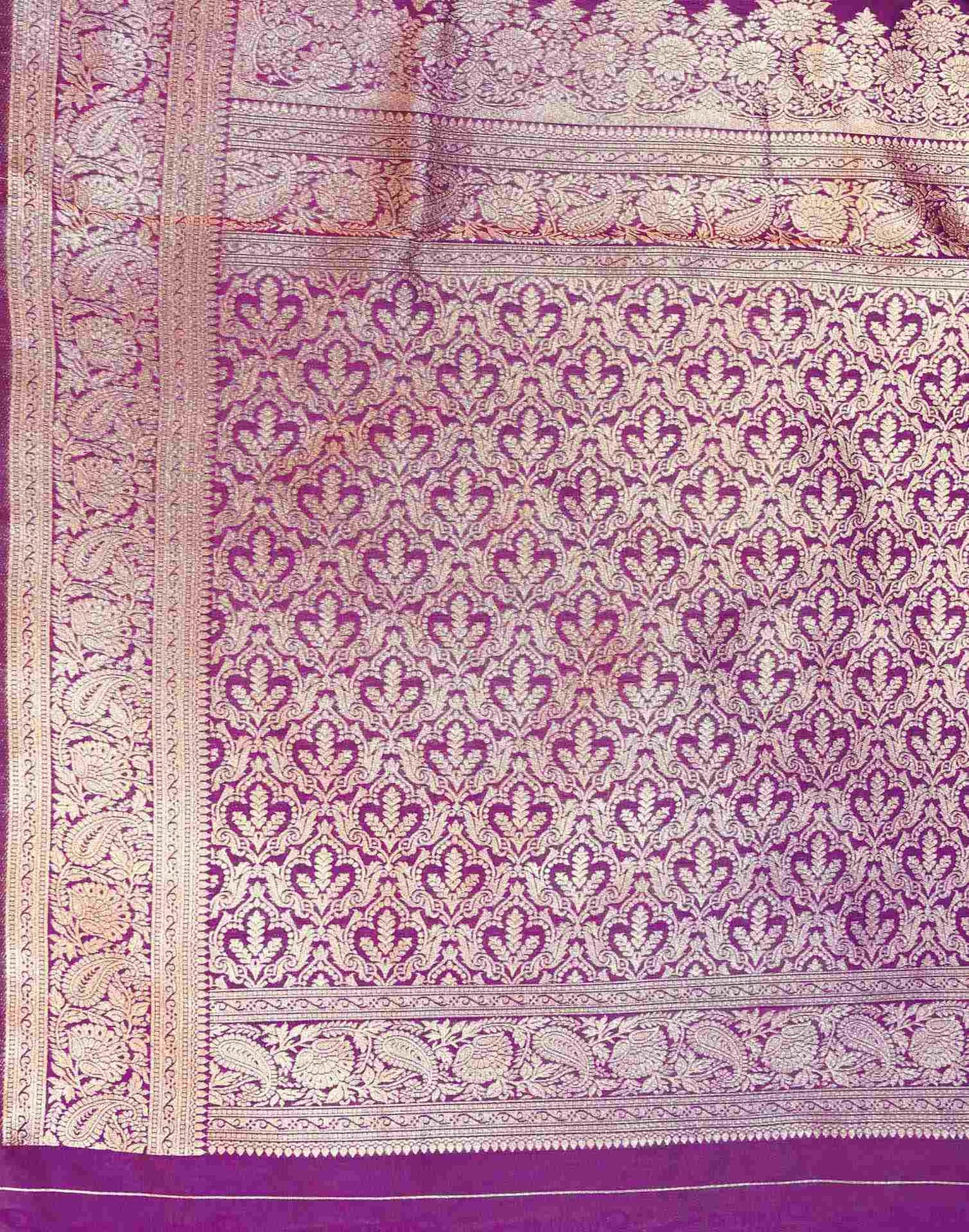 Dark Purple Silk Woven Banarasi Saree