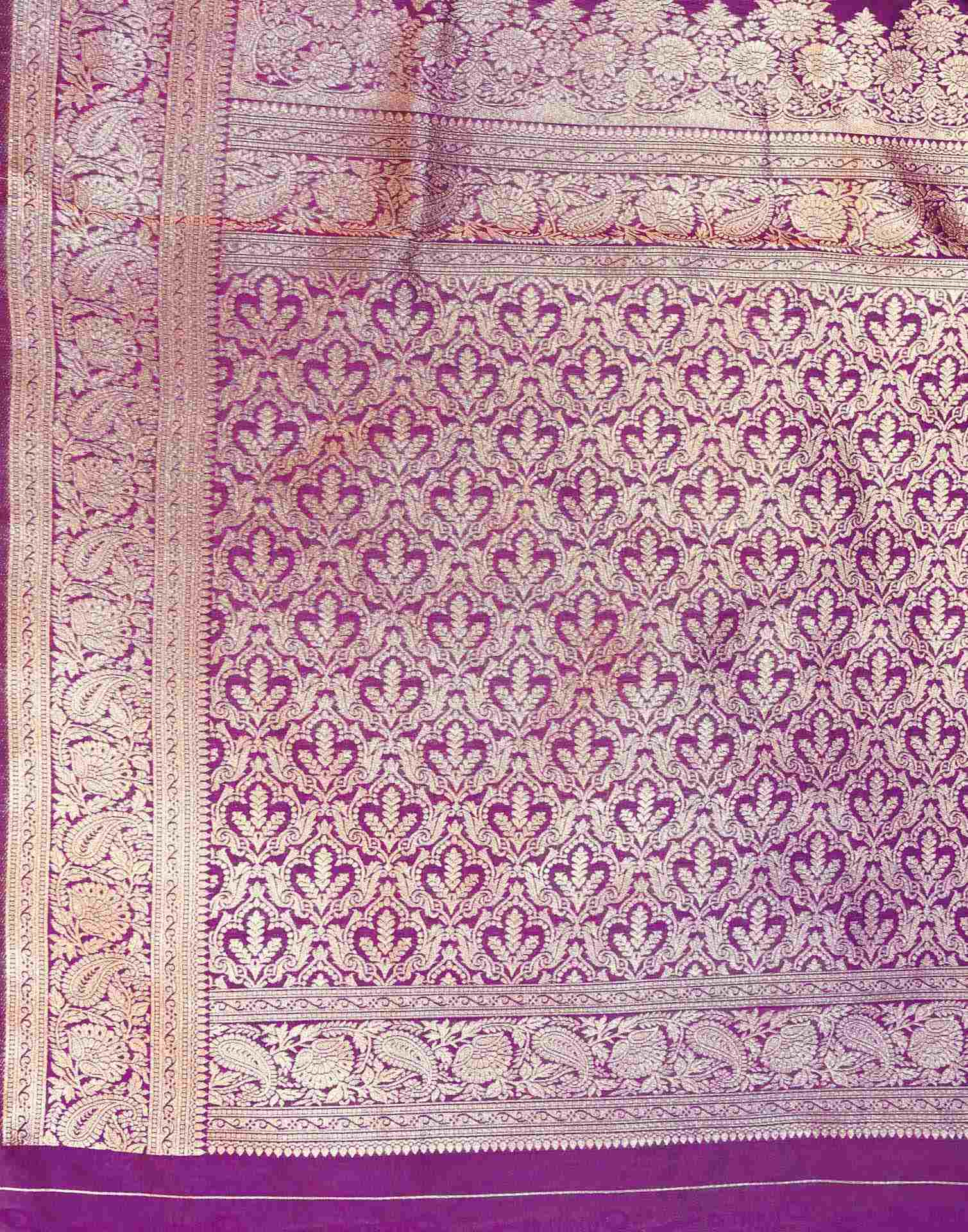 Dark Purple Silk Woven Banarasi Saree