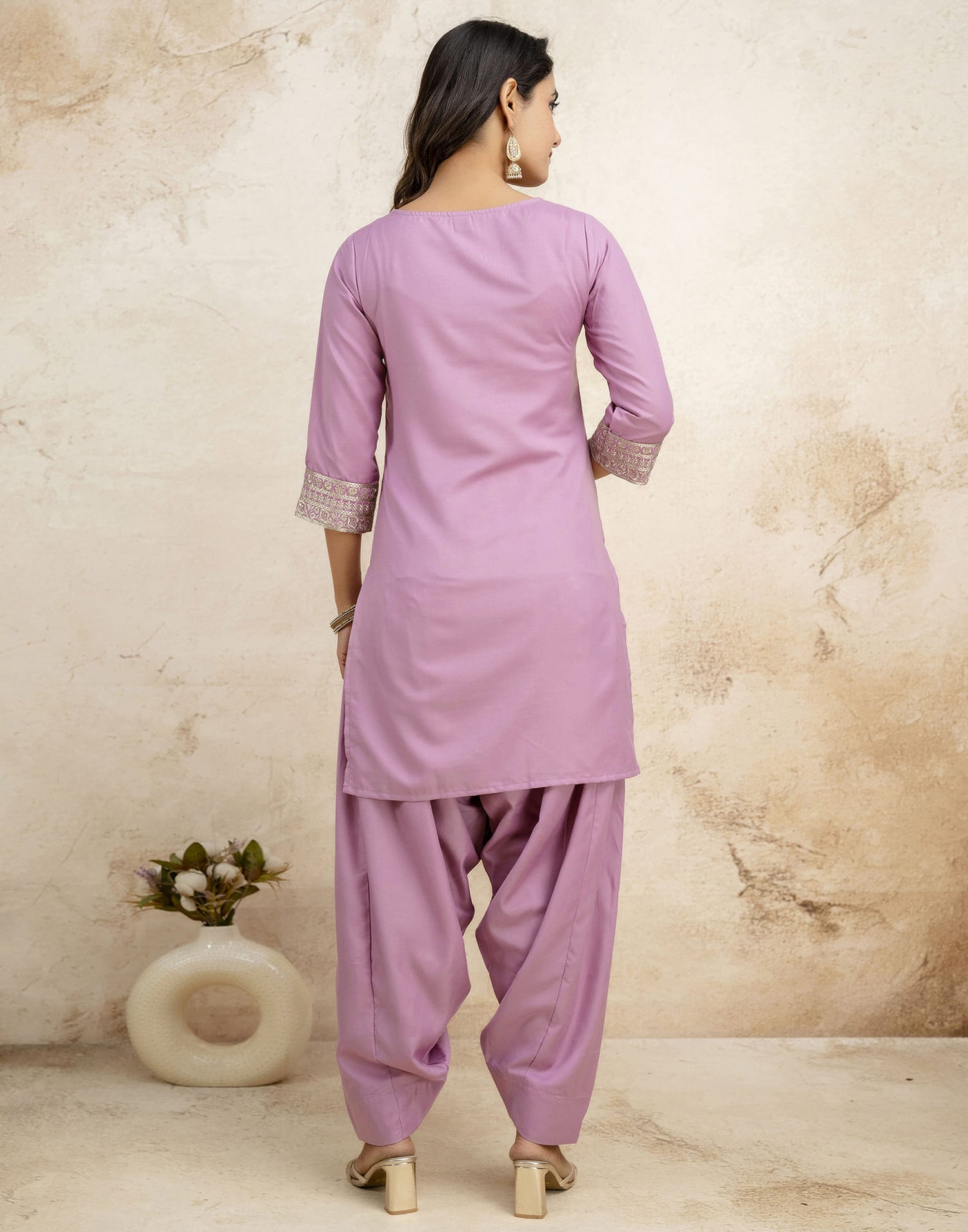 Pink Rayon Sequence Straight Kurta Set With Dupatta