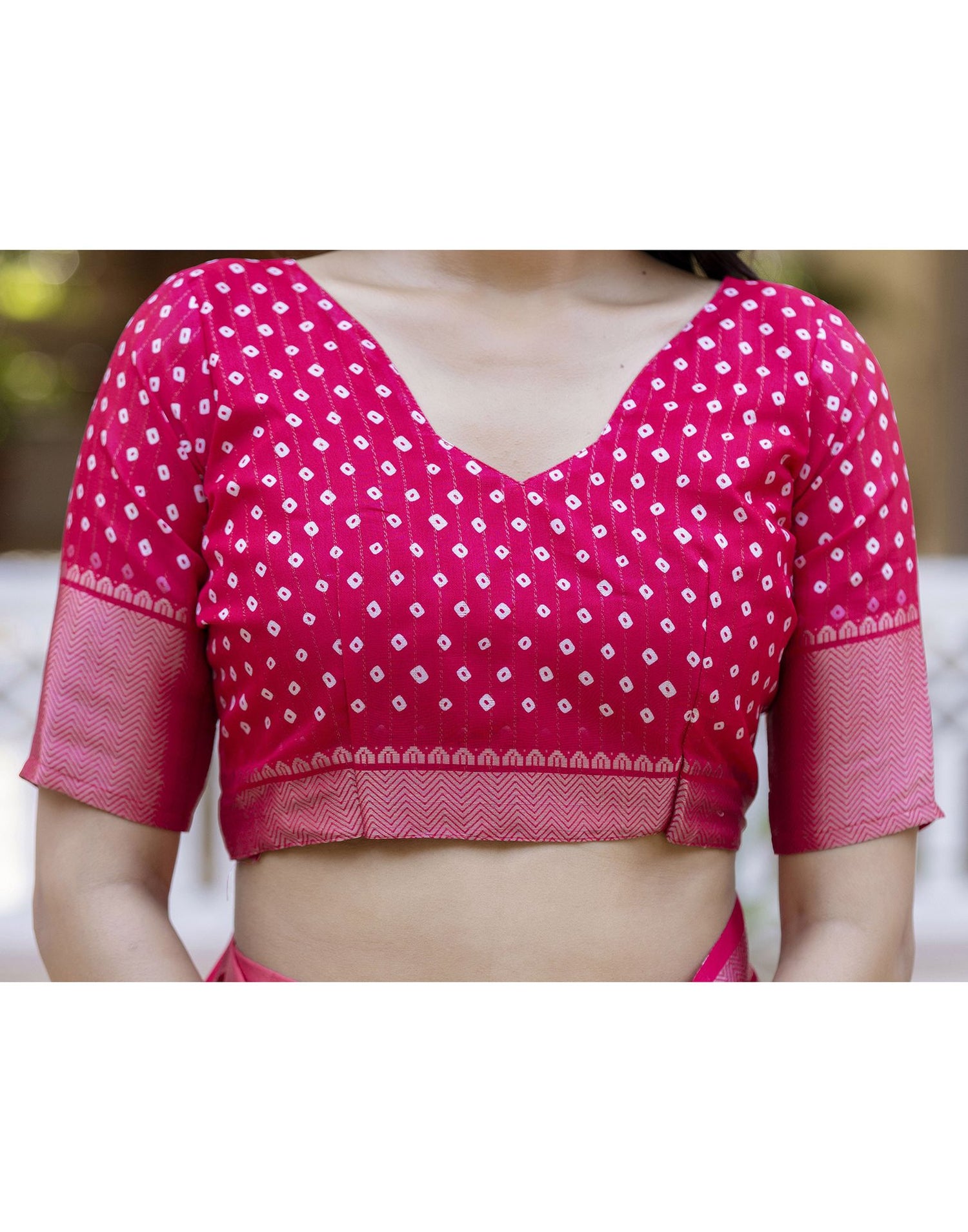 Ready To Wear Pink Dola Silk Bandhani Printed Saree