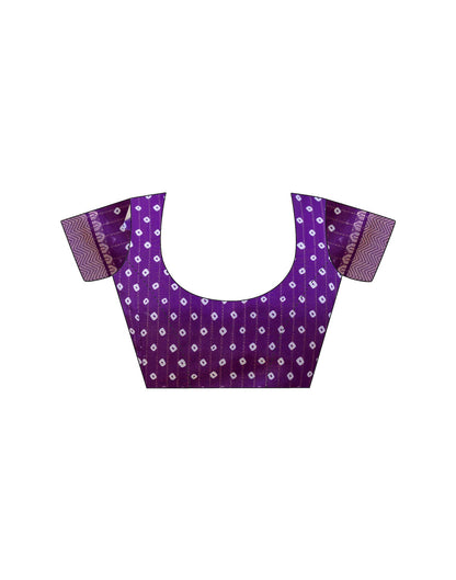 Ready To Wear Purple Dola Silk Bandhani Printed Saree