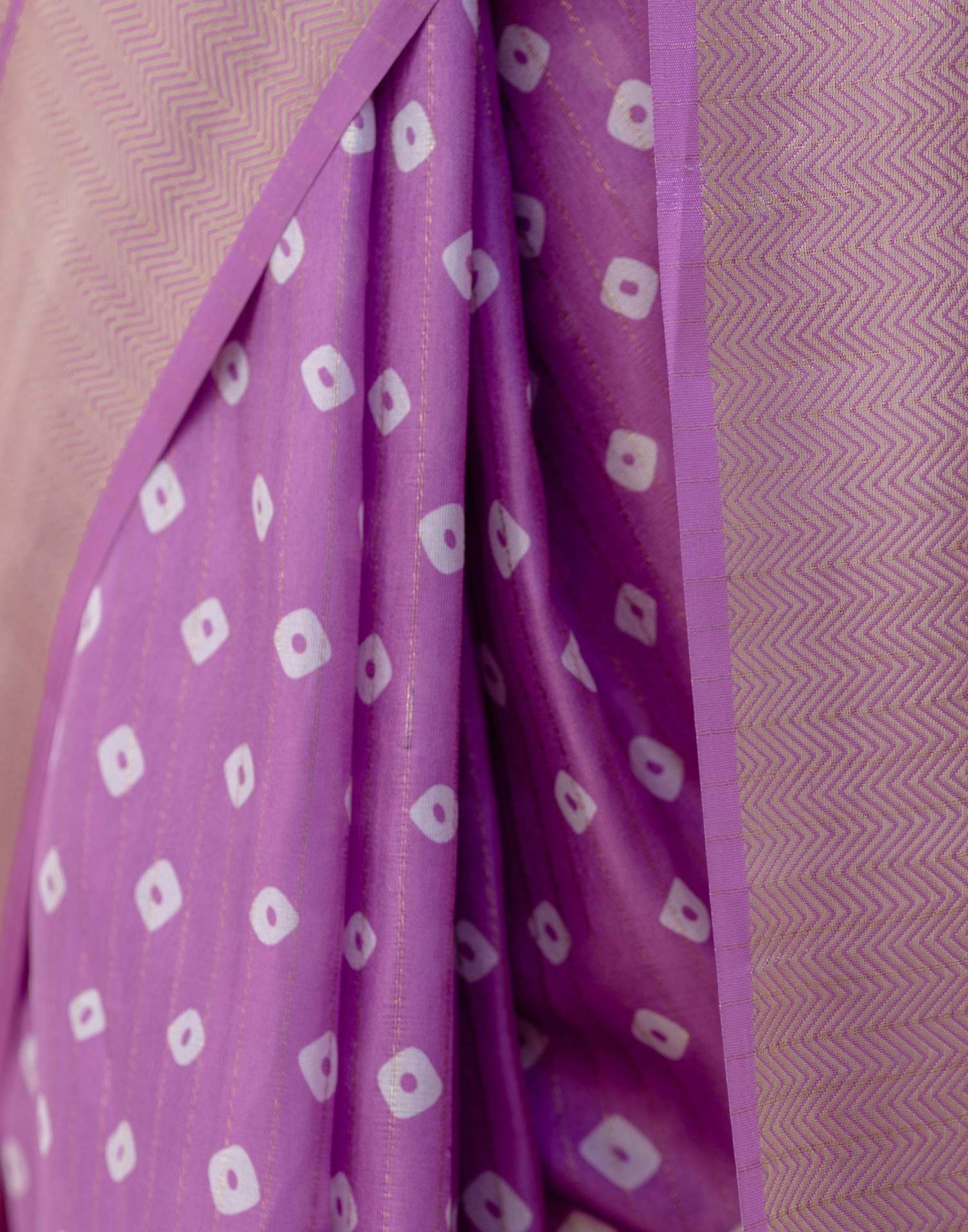 Ready To Wear Light Purple Dola Silk Bandhani Printed Saree