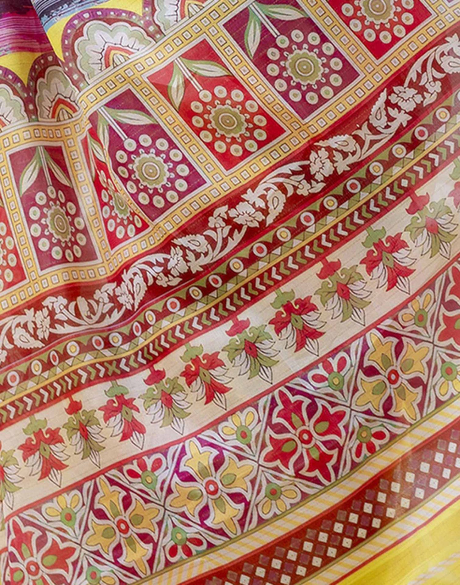 Ready To Wear Multicoloured Dola Silk Printed Saree