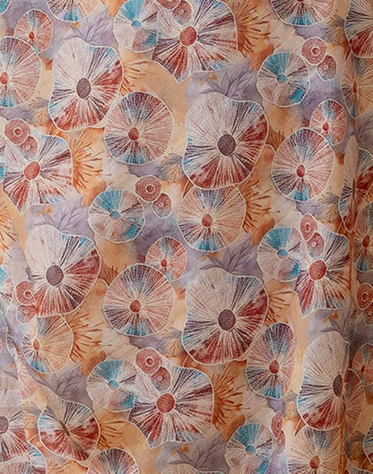 Ready To Wear Light Brown Dola Silk Woven Border Printed Saree