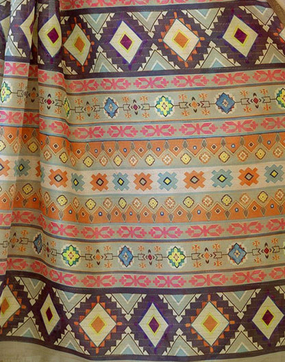 Ready To Wear Light Green Dola Silk Woven Border Printed Saree