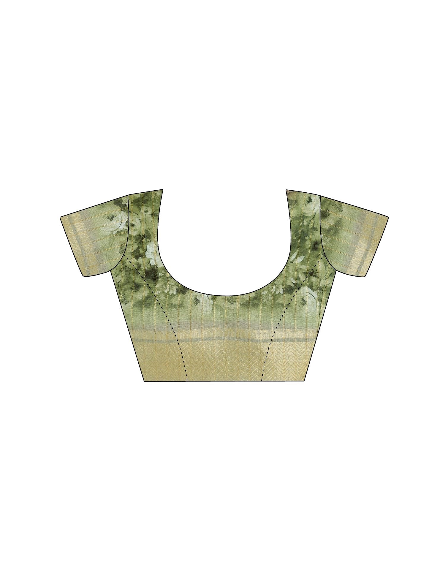 Ready To Wear Light Green Dola Silk Woven Border Printed Saree