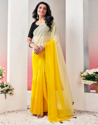 Ready to Wear Turmeric Georgette Plain Saree