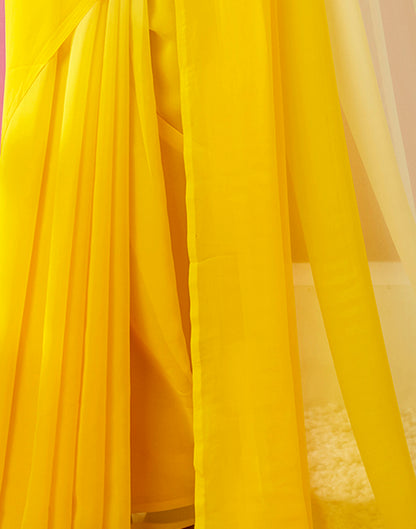 Ready to Wear Turmeric Georgette Plain Saree