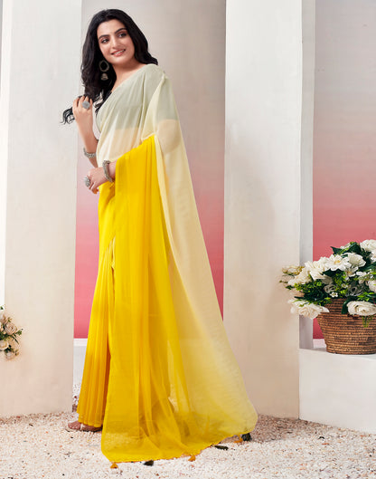 Ready to Wear Turmeric Georgette Plain Saree