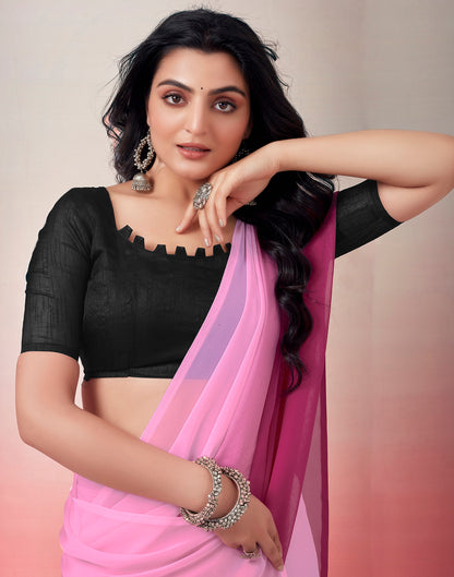 Ready to Wear Light Pink Georgette Plain Saree