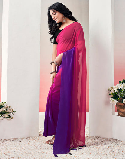 Ready to Wear Pink Georgette Plain Saree