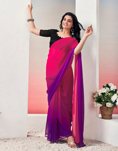 Ready to Wear Pink Georgette Plain Saree