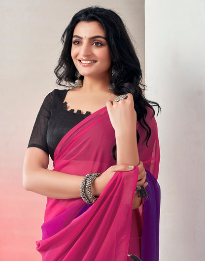 Ready to Wear Pink Georgette Plain Saree