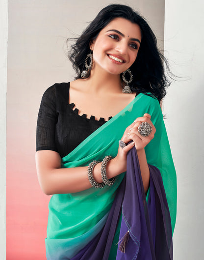 Ready to Wear Teal Green Georgette Plain Saree