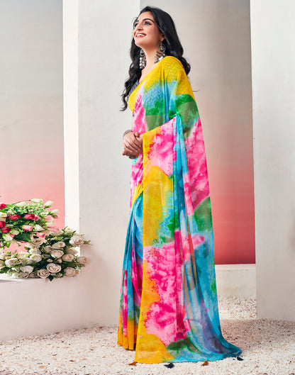 Ready to Wear Multicoloured Georgette Printed Saree